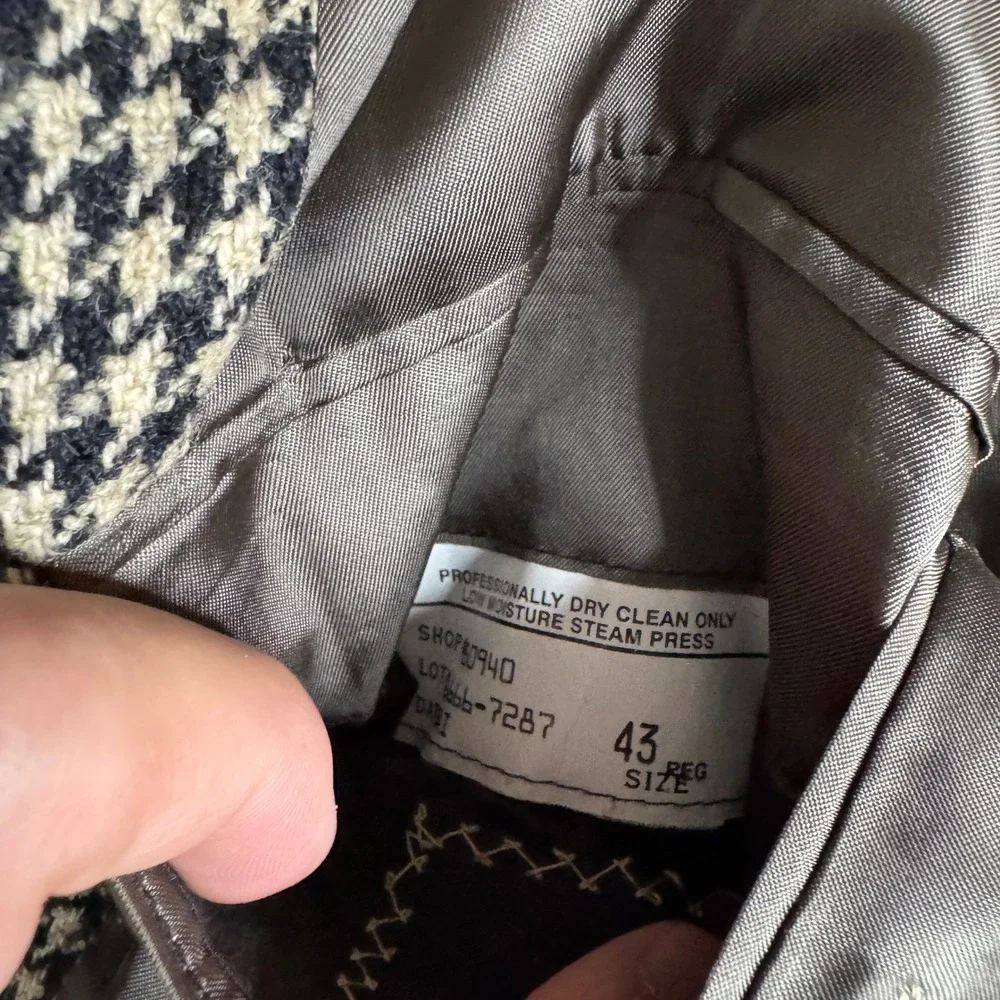 Southwick for Harrison LTD Houndstooth‎ Wool Blazer Jacket Size 43R